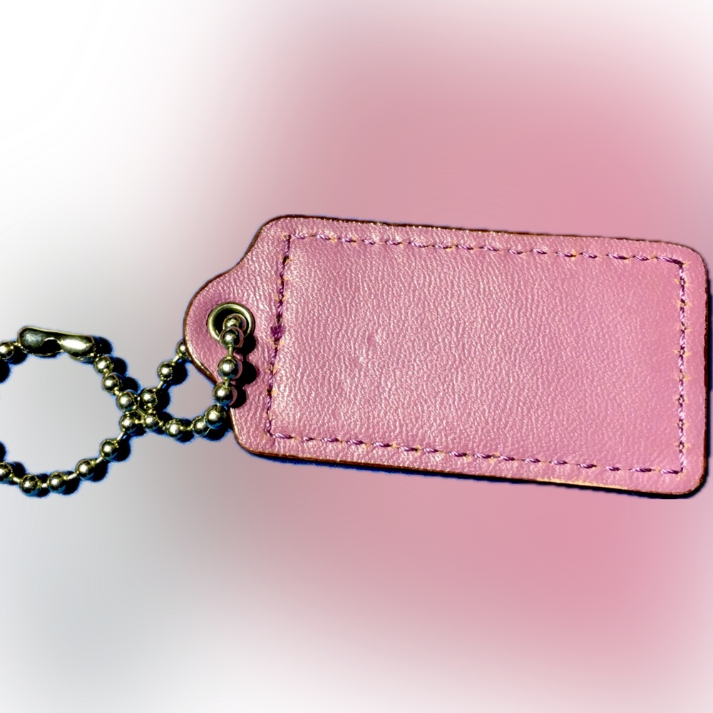COACH Lavender Leather KEY FOB Bag Charm Keychain Hang Tag 2.5” Long - Picture 5 of 6